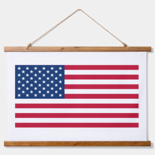 American Flag Wood Topped Wall Tapestry