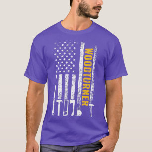 American Flag Woodturner carpenter funny woodturni T-Shirt