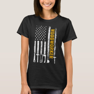 American Flag Woodworker carpenter funny woodworki T-Shirt