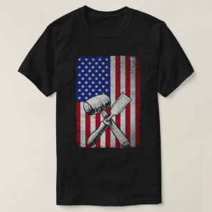 American Flag Woodworker Carpenter Woodworking T-Shirt