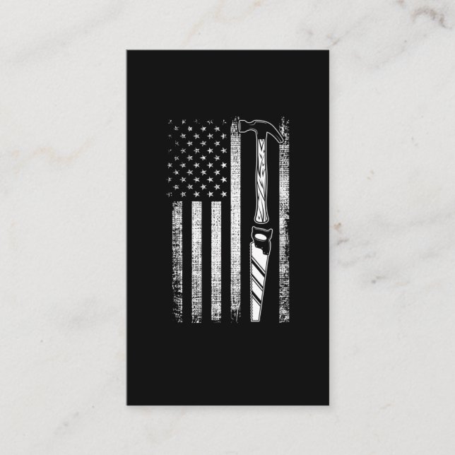 American Flag Woodworker USA Carpenter Business Card (Front)