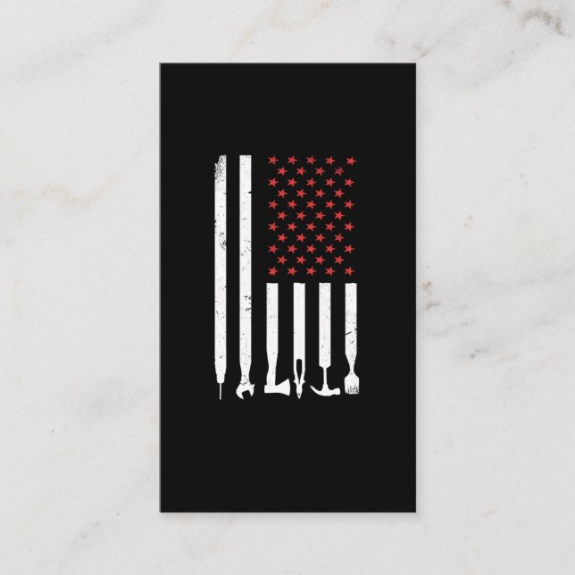 American Flag Workshop Tools Mechanic USA Business Card (Front)