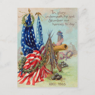 American Flag Wreath Civil War Memorial Postcard