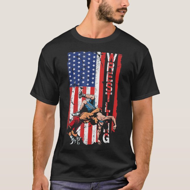 American Flag Wrestling T-Shirt (Front)
