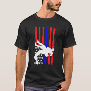 American Flag Wrestling Wrestler Wrestling Fan 8 T-Shirt