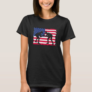 American Flag Wrestling Wrestler Wrestling Fan T-Shirt