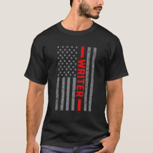 American Flag Writer US Flag Vintage For Men Dad T-Shirt