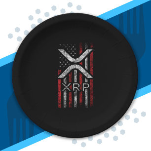 American Flag - XRP Crypto Currency Cryptocurrency Paper Plate