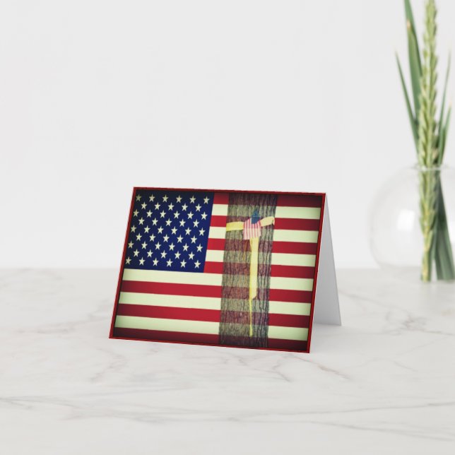 American Flag/Yellow Ribbon Military Note Card (Front)
