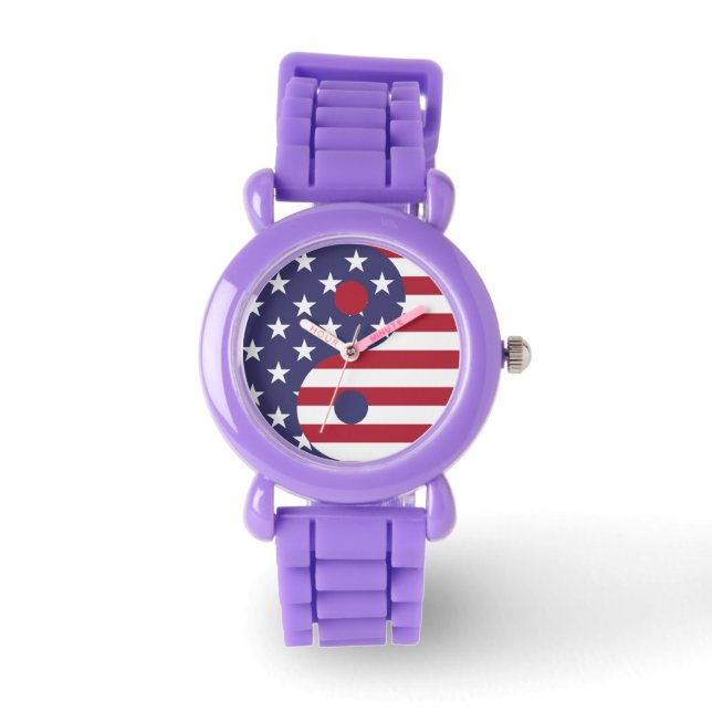 american flag yin yang watch (Front)