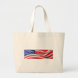 American Flag, you can add text and upload photos Large Tote Bag