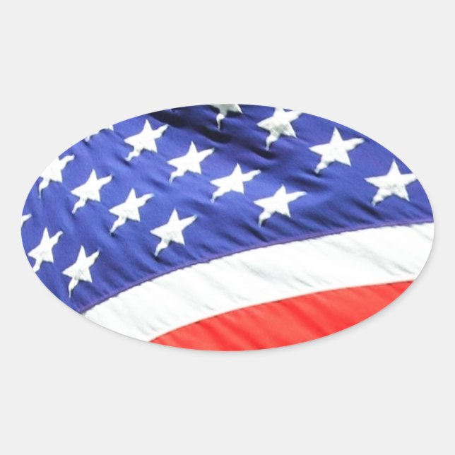 American Flag, you can add text and upload photos Oval Sticker (Front)