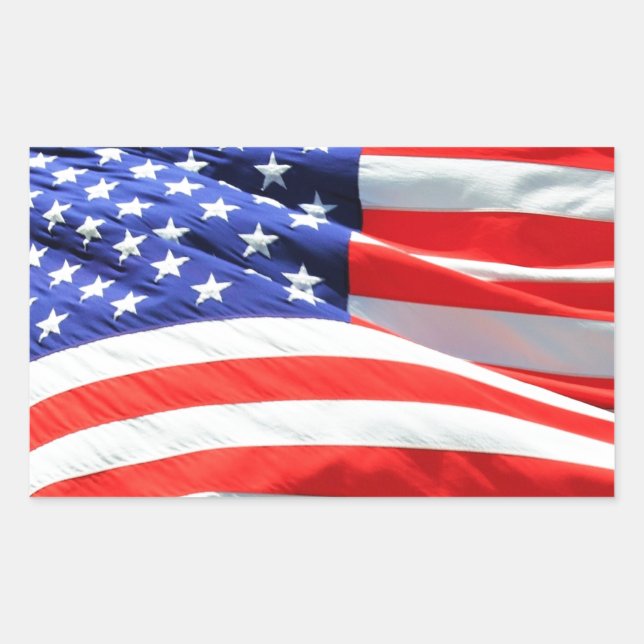 American Flag, you can add text and upload photos Rectangular Sticker (Front)