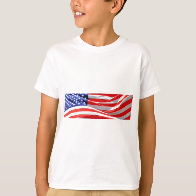 American Flag, you can add text and upload photos T-Shirt (Front)
