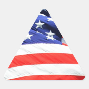 American Flag, you can add text and upload photos Triangle Sticker