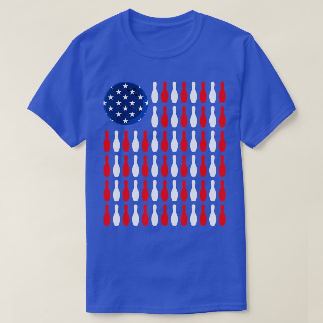 American FlagPatriotic Bowler  Bowling  T-Shirt (Design Front)