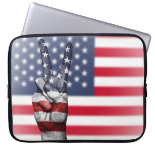 American Flags And Fingers Laptop Sleeve