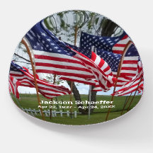 American Flags and White Crosses Memorial