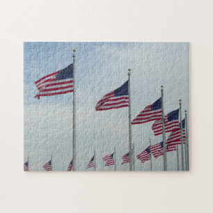 American Flags at the Washington Monument Jigsaw Puzzle