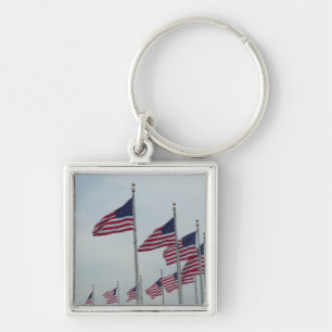 American Flags at the Washington Monument Key Ring
