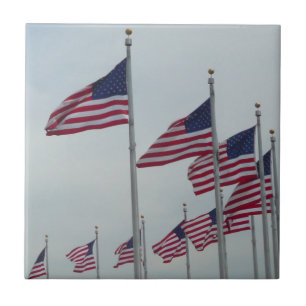 American Flags at the Washington Monument Tile