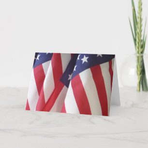American Flags Blank Inside Patriotic USA Greeting Card