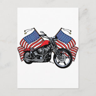 American Flags Motorcycle Postcard