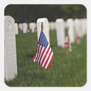 American flags on tombs of American Veterans on Square Sticker