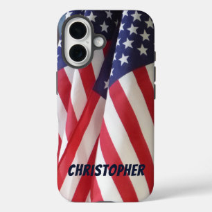 American Flags, Personalised Name iPhone 16 Case