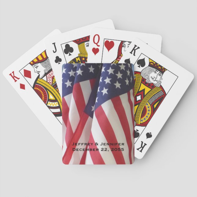 American Flags Personalised Name Patriotic  Playing Cards (Back)