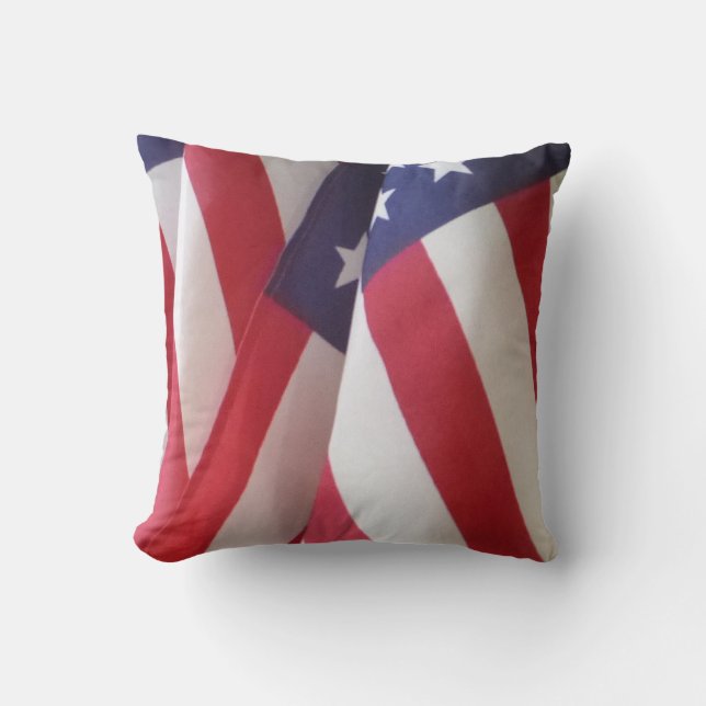 American Flags Red White Blue Square Cushion (Front)