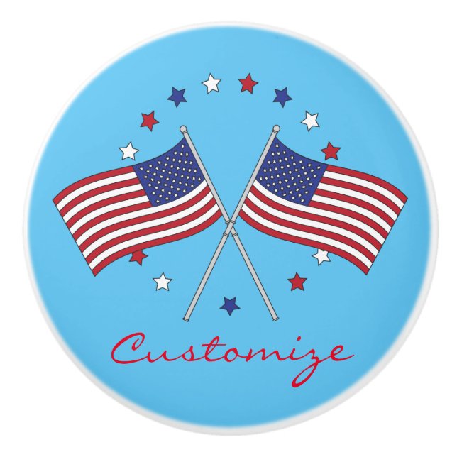 American Flags Thunder_Cove Patriotic 4th of July Ceramic Knob (Front)