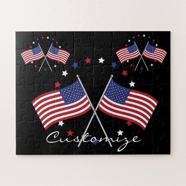 American Flags Thunder_Cove Patriotic 4th of July Jigsaw Puzzle (Horizontal)