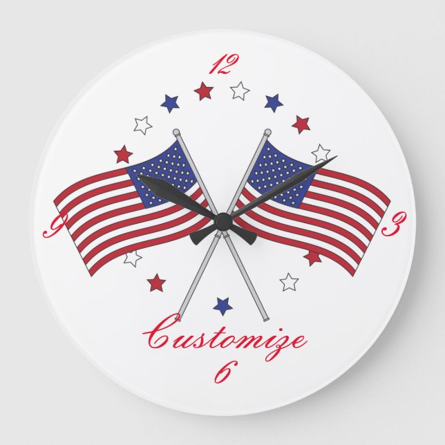 American Flags Thunder_Cove Patriotic 4th of July Large Clock (Front)
