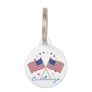 American Flags Thunder_Cove Patriotic 4th of July Pet Tag