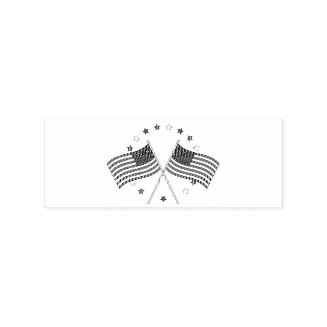 American Flags Thunder_Cove Patriotic 4th of July Rubber Stamp (Imprint)