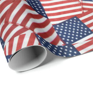 American flags wrapping paper