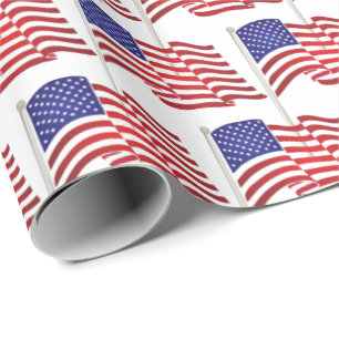 American flags wrapping paper