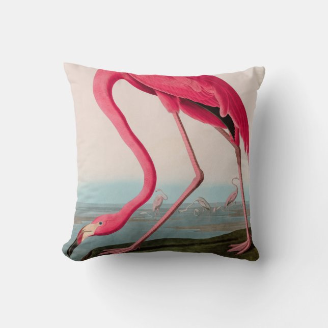 American Flamingo Birds of America Audubon Print Cushion (Front)