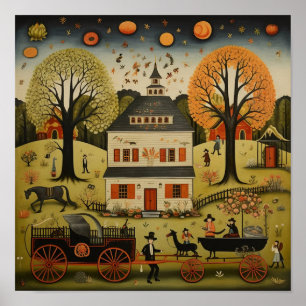 American Folk Art Large White House  Poster