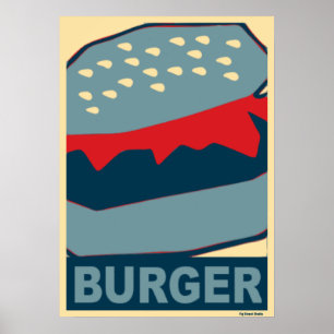 American food: Hamburger In Blue Art Poster