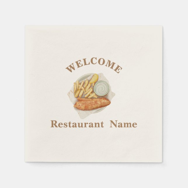 American food restaurant welcome fish and Chip nam Napkin (Front)