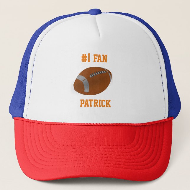 American Football #1 Sports Fan with Name Trucker Hat (Front)