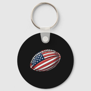 American Football 4th July American Flag Patriotic Key Ring