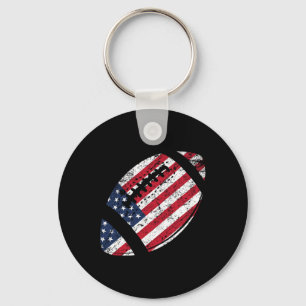 American Football 4th July American Flag Patriotic Key Ring