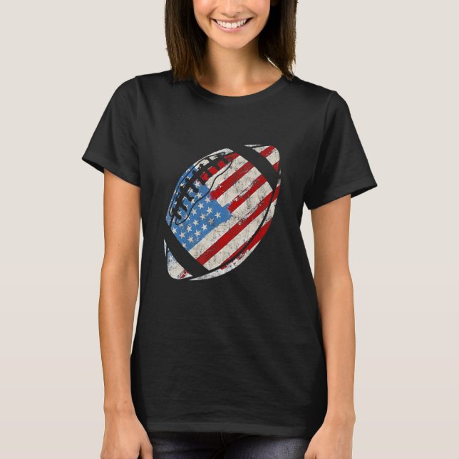 American Football 4th July American Flag Patriotic T-Shirt (Front)