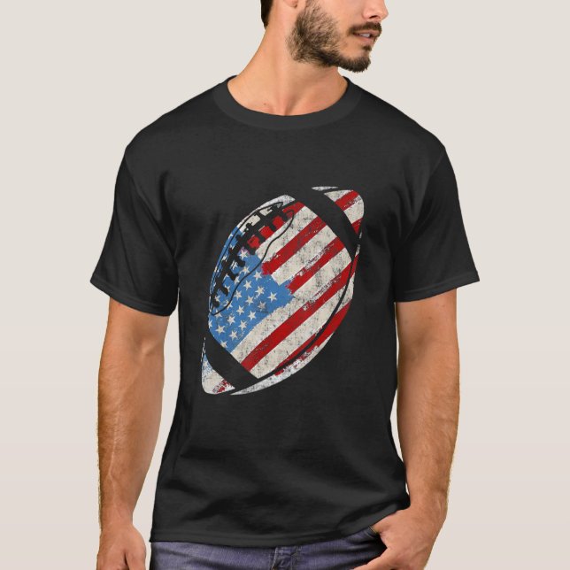 American Football 4th July American Flag Patriotic T-Shirt (Front)