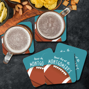 American Football Aqua Square Paper Coaster