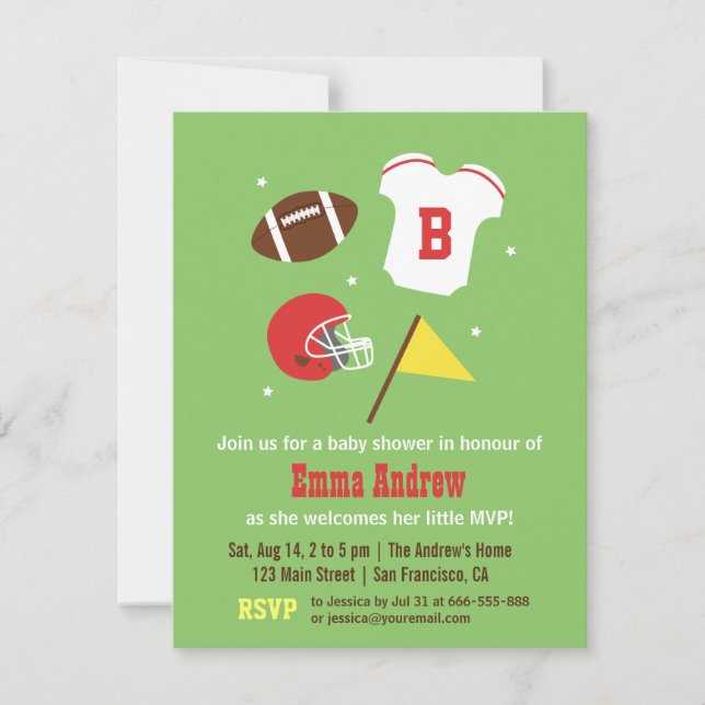 American Football Baby Shower Party Invitations (Front)