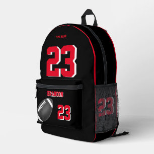 American Football ball backpack black red